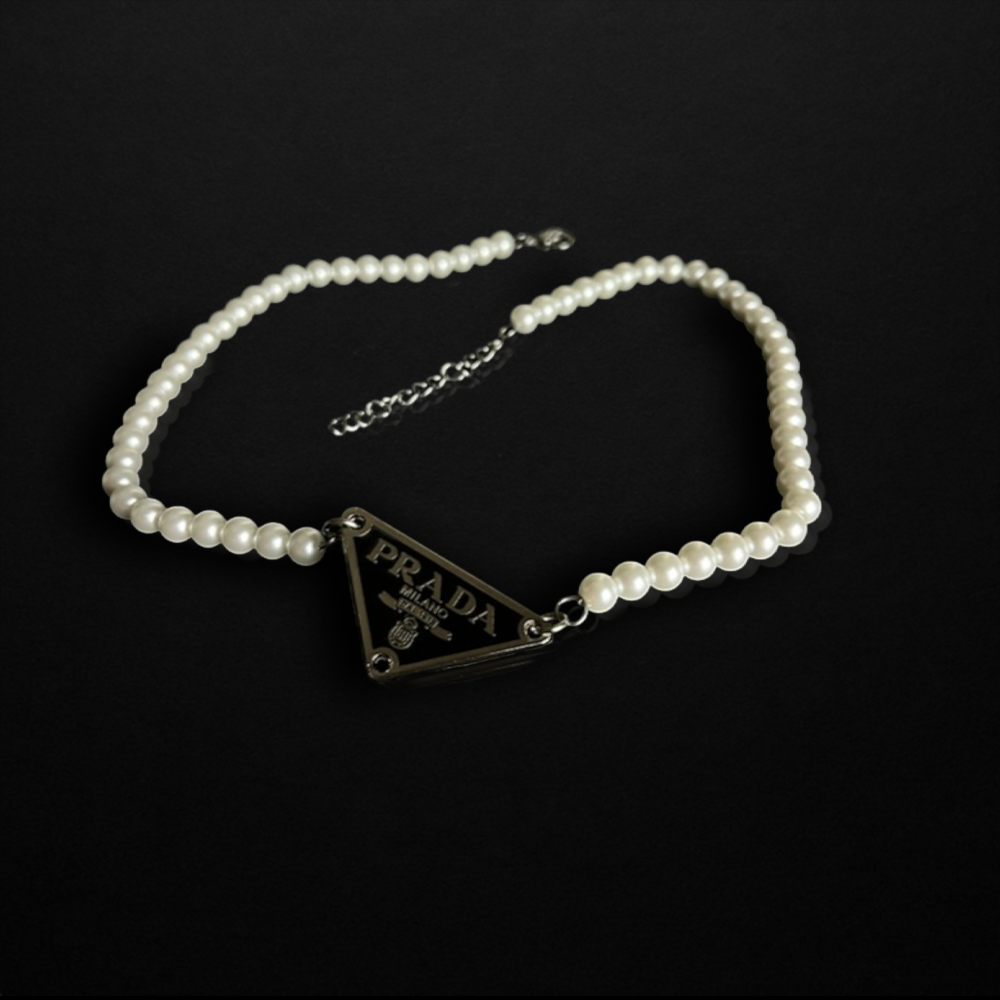 Repurposed Black Praddy Pearl Necklace