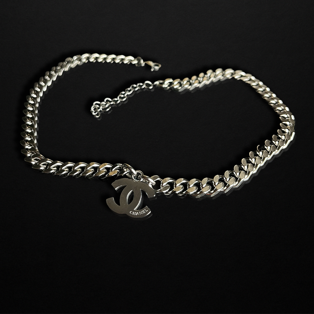 Repurposed CC Silver Chunky Chain Necklace