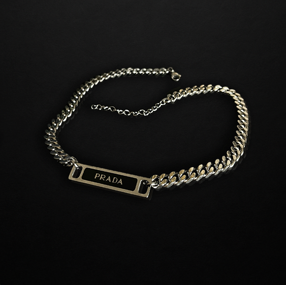 Repurposed Praddy Thin Black Chunky Chain Necklace