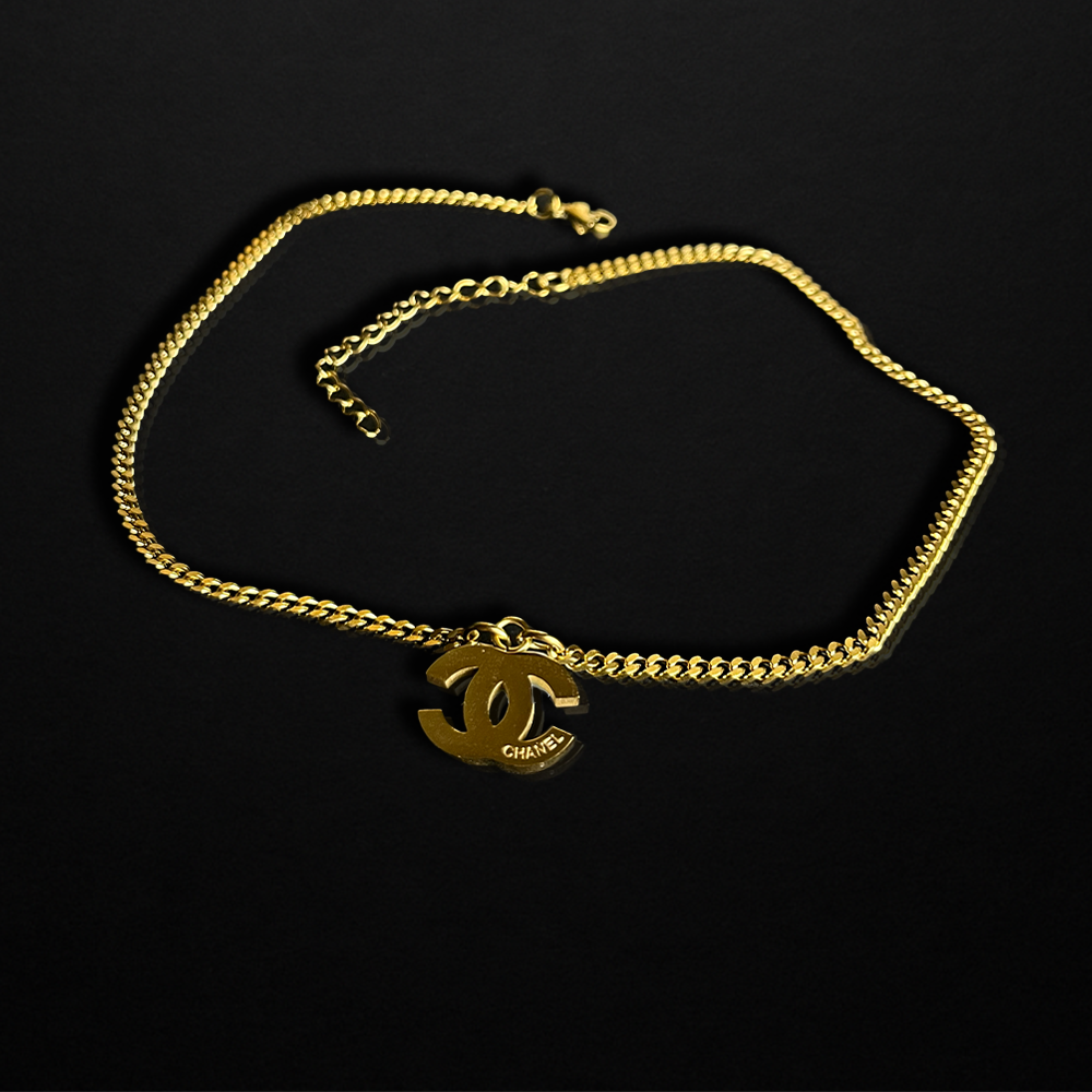 Repurposed CC Gold Chain Necklace