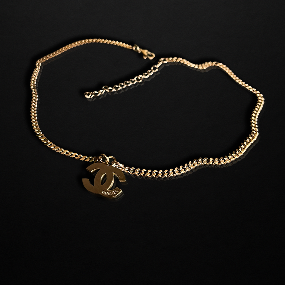 Repurposed CC Rose Gold chain Necklace