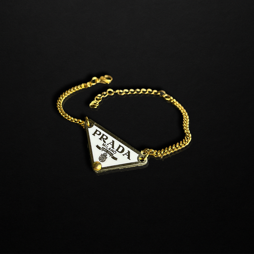 Repurposed White Praddy Gold Chain Bracelet