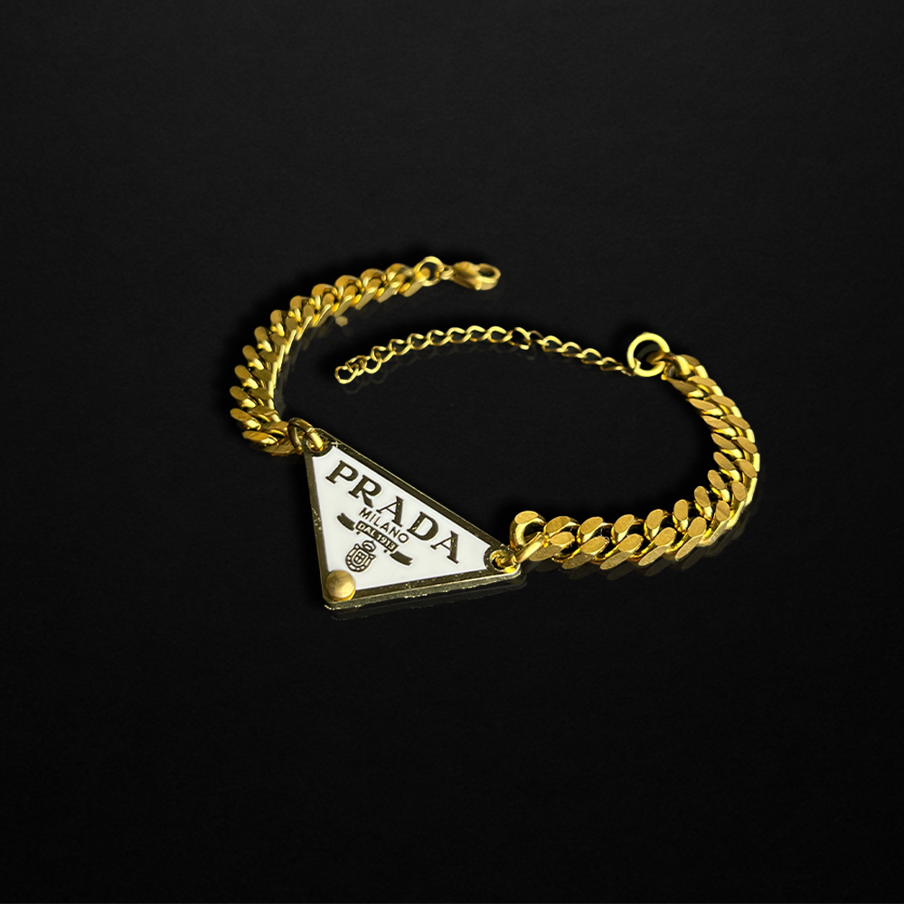Repurposed White Praddy Gold Chunky Chain Bracelet