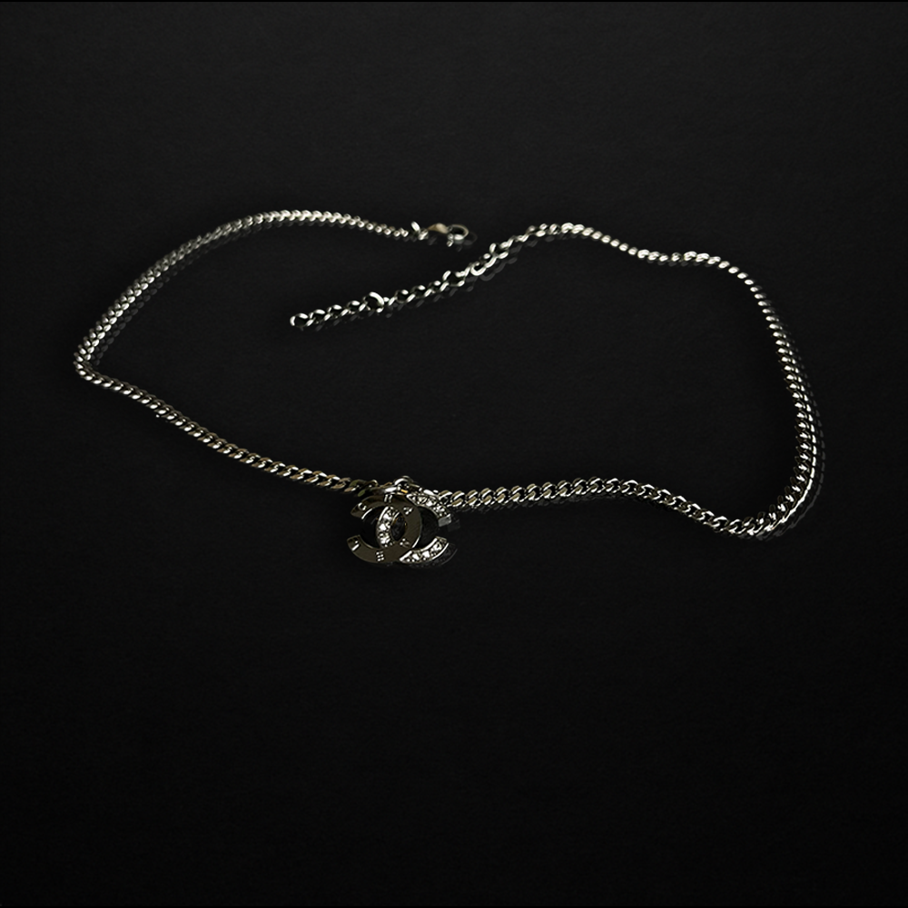 Repurposed CC Silver Crystal Chain Necklace