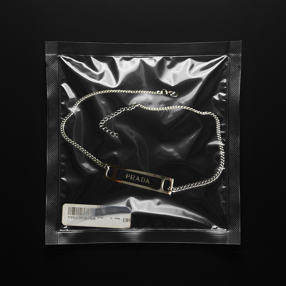 Repurposed Praddy Thin Black Chain Necklace