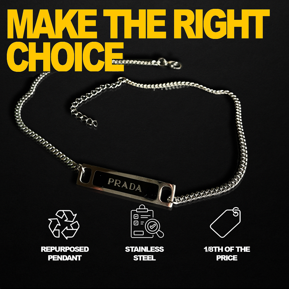 Repurposed Praddy Thin Black Chain Necklace