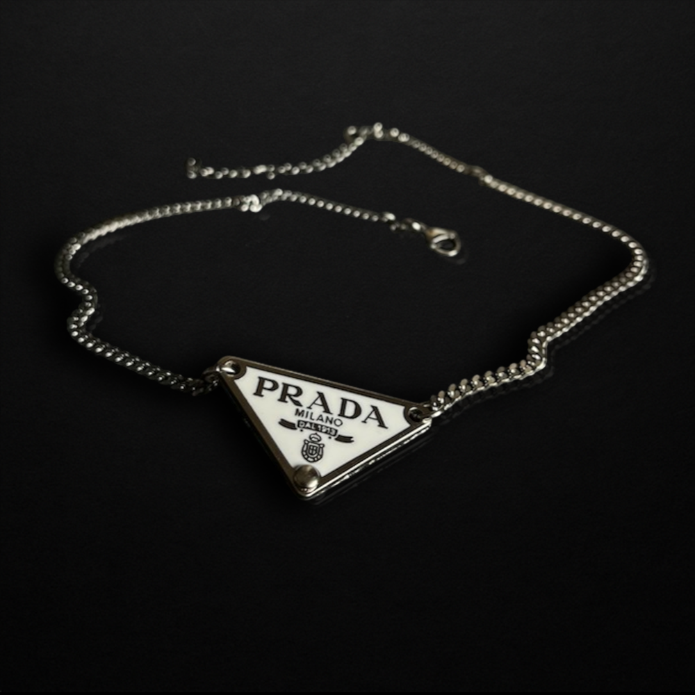 Repurposed White Praddy Chain Necklace