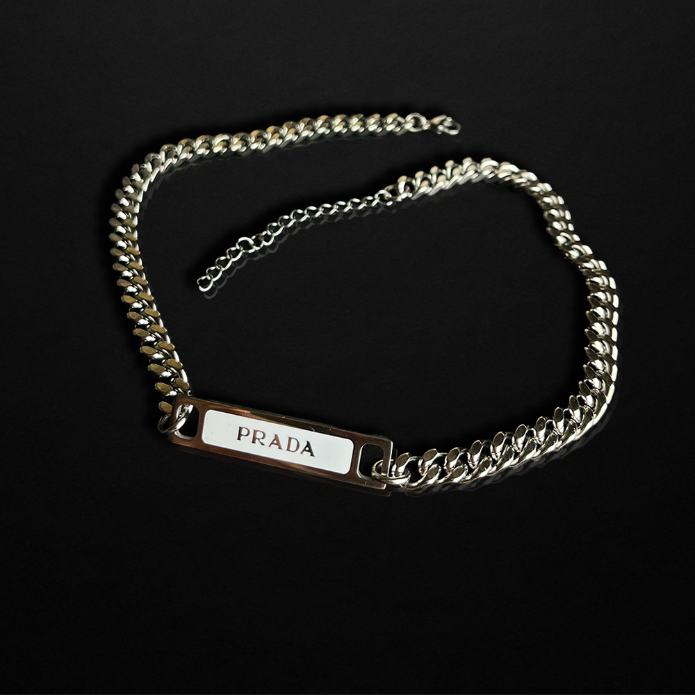 Repurposed Praddy Thin White Chunky Chain Necklace