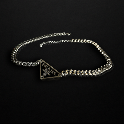 Repurposed Black Praddy Chunky Chain Necklace