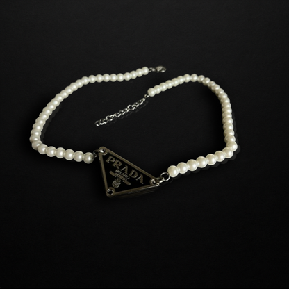 Repurposed Black Praddy Pearl Necklace
