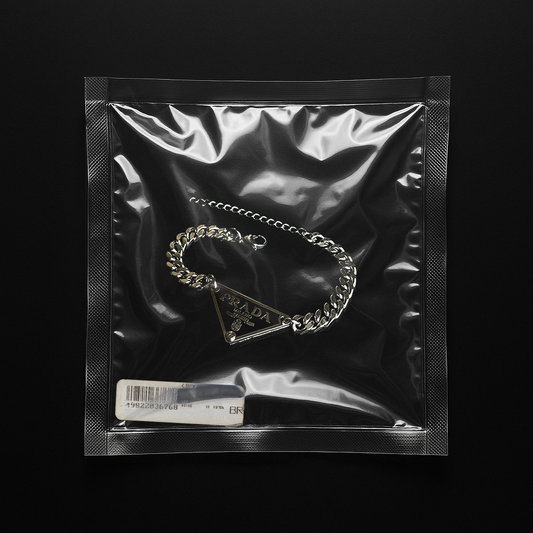 Repurposed Black Praddy Chunky Chain Bracelet