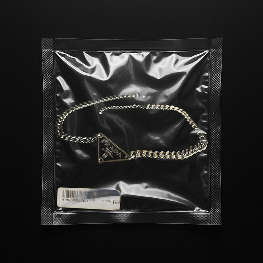 Repurposed Black Praddy Chunky Chain Necklace