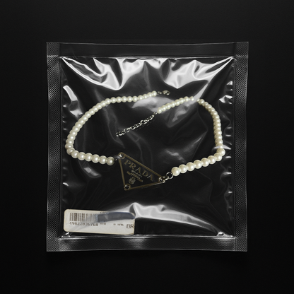 Repurposed Black Praddy Pearl Necklace