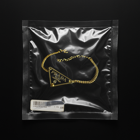 Repurposed Black Praddy Gold Chain Bracelet