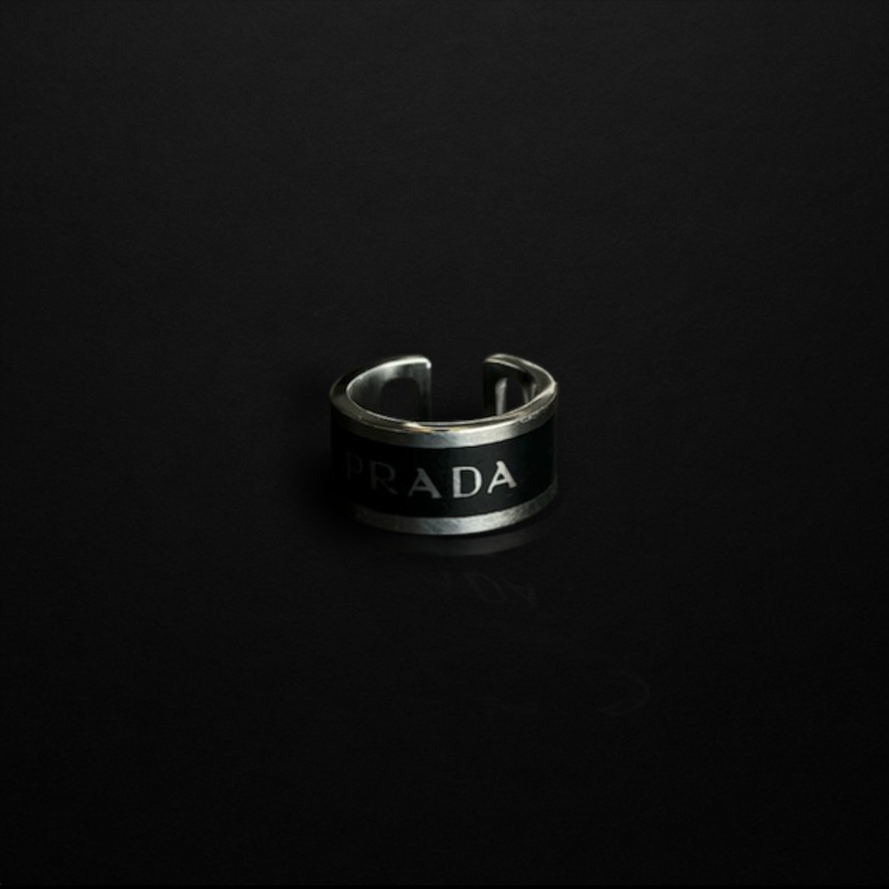 Repurposed Black Praddy Thin Ring