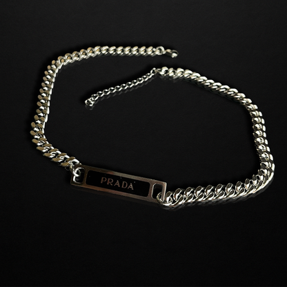 Repurposed Praddy Thin Black Chunky Chain Necklace