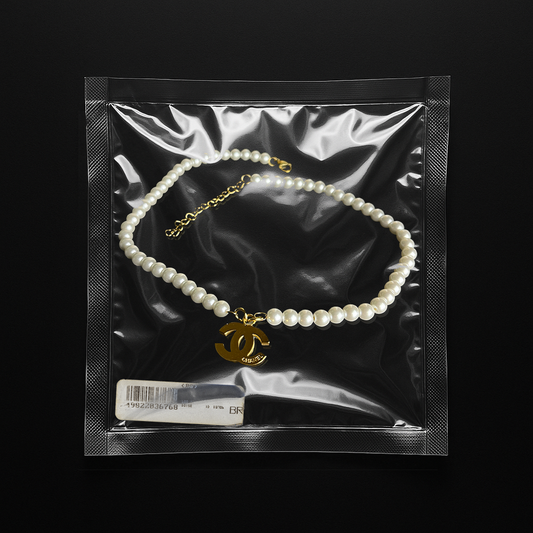 Repurposed CC Gold Pearl Necklace