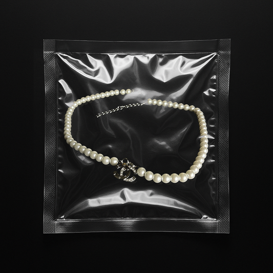 Repurposed CC Silver Crystal Pearl Necklace