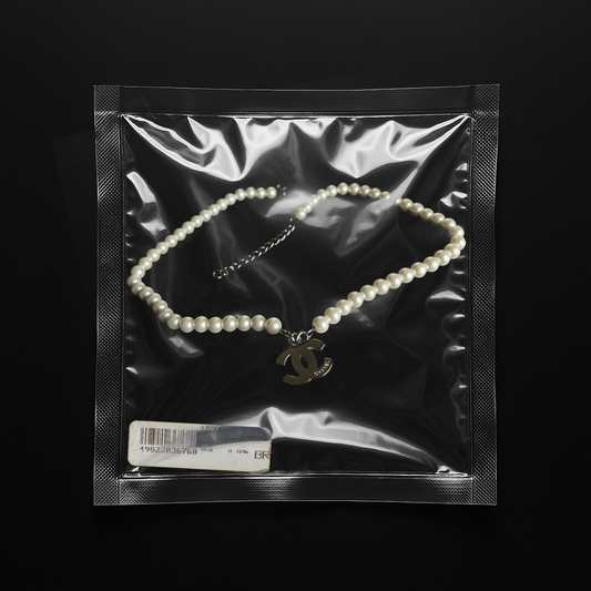 Repurposed CC Silver Pearl Necklace