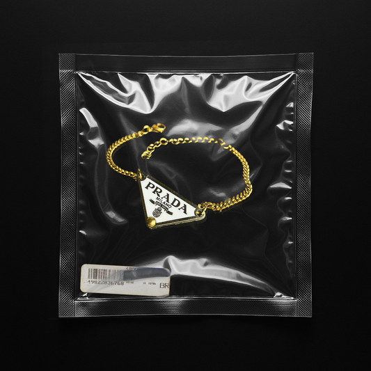 Repurposed White Praddy Gold Chain Bracelet