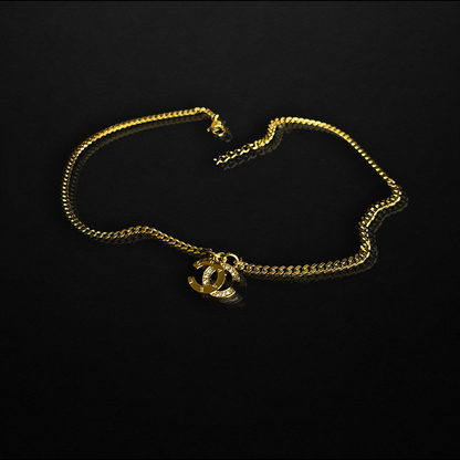 Repurposed CC Gold Crystal Chain Necklace
