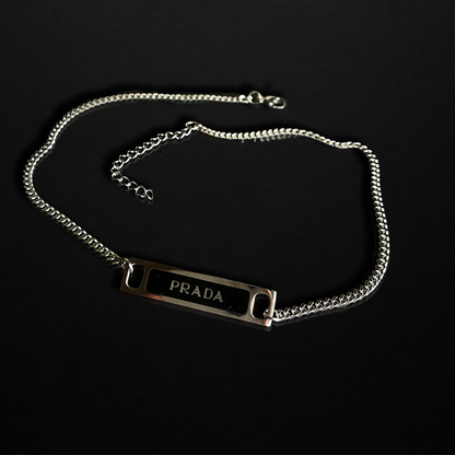 Repurposed Praddy Thin Black Chain Necklace