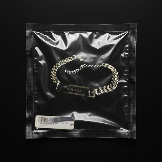 Repurposed Praddy Thin Black Chunky Chain Bracelet