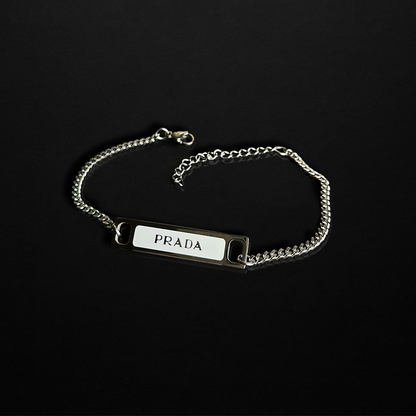 Repurposed Praddy Thin White Chain Bracelet