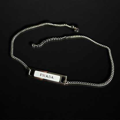 Repurposed Praddy Thin White Chain Necklace