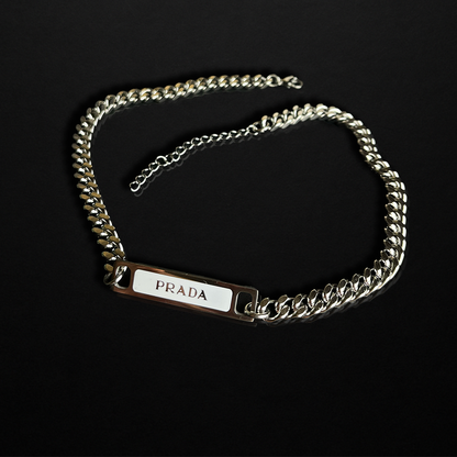 Repurposed Praddy Thin White Chunky Chain Necklace